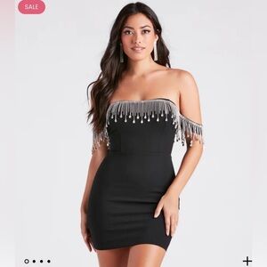 Windsor Rhinestone off shoulder dress